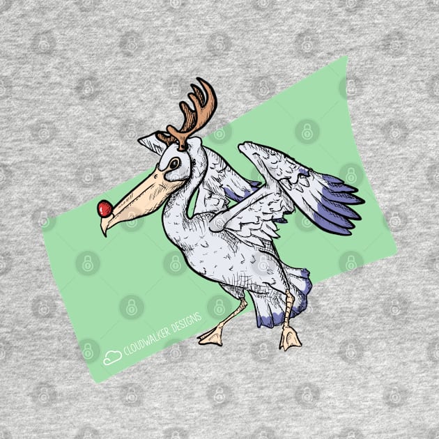 Christmas Pelican Reindeer by CloudWalkerDesigns